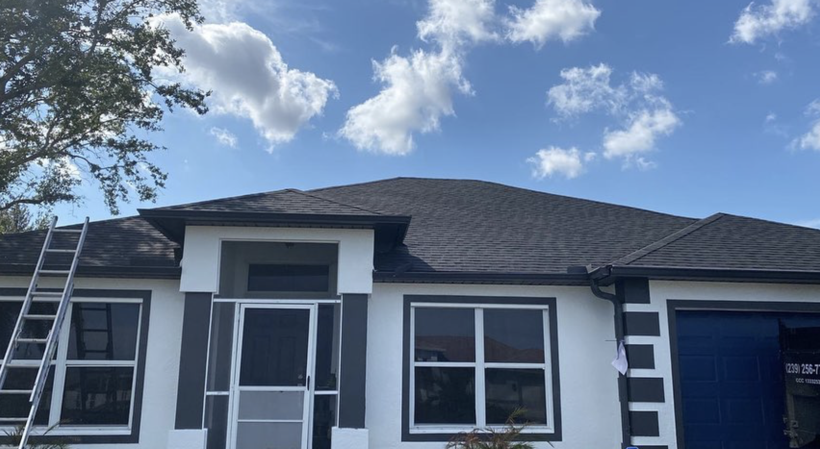 Finished tile roof on a Marco Island home in bright afternoon sun
